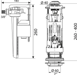 Mécanisme de chasse d'eau + robinet latéral Wirquin Jolyfill One