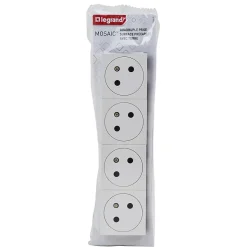 Mécanisme prise 2 pôles + terre Legrand Mosaïc blanc, 4 prises