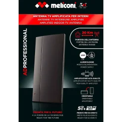 Meliconi - Antenne TV amplifiée d'intérieur AD PROFESSIONAL R1 USB - Portée 20kms - Signaux numériques DVBT/DVB-T2 - Filtres 4G 5G