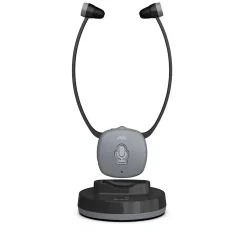 Meliconi - Casque TV EASY AUDIO - sans fil avec station d'accueil et de charge - Autonomie 15h - Portée 20m