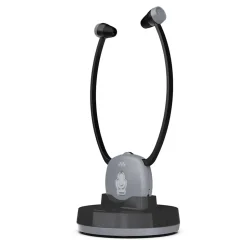 Meliconi - Casque TV EASY AUDIO - sans fil avec station d'accueil et de charge - Autonomie 15h - Portée 20m