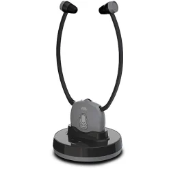 Meliconi - Casque TV EASY AUDIO - sans fil avec station d'accueil et de charge - Autonomie 15h - Portée 20m