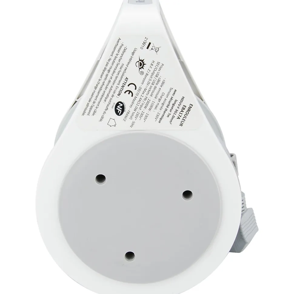 Mini enrouleur H05VV-F 3G1 3 prise de 16A + USB 7m gris