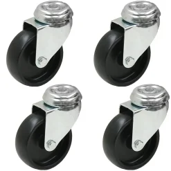 4 - 75mm Nylon noir roulettes pivotantes 3" pour usage intensif