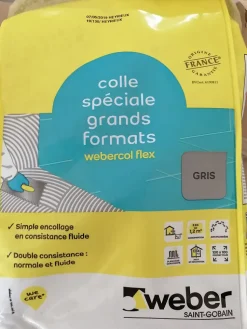 Mortier colle pour carrelage WEBERCOL FLEX intérieur et extérieur (C2S1 et EG) - Sac 5 Kg - GRIS