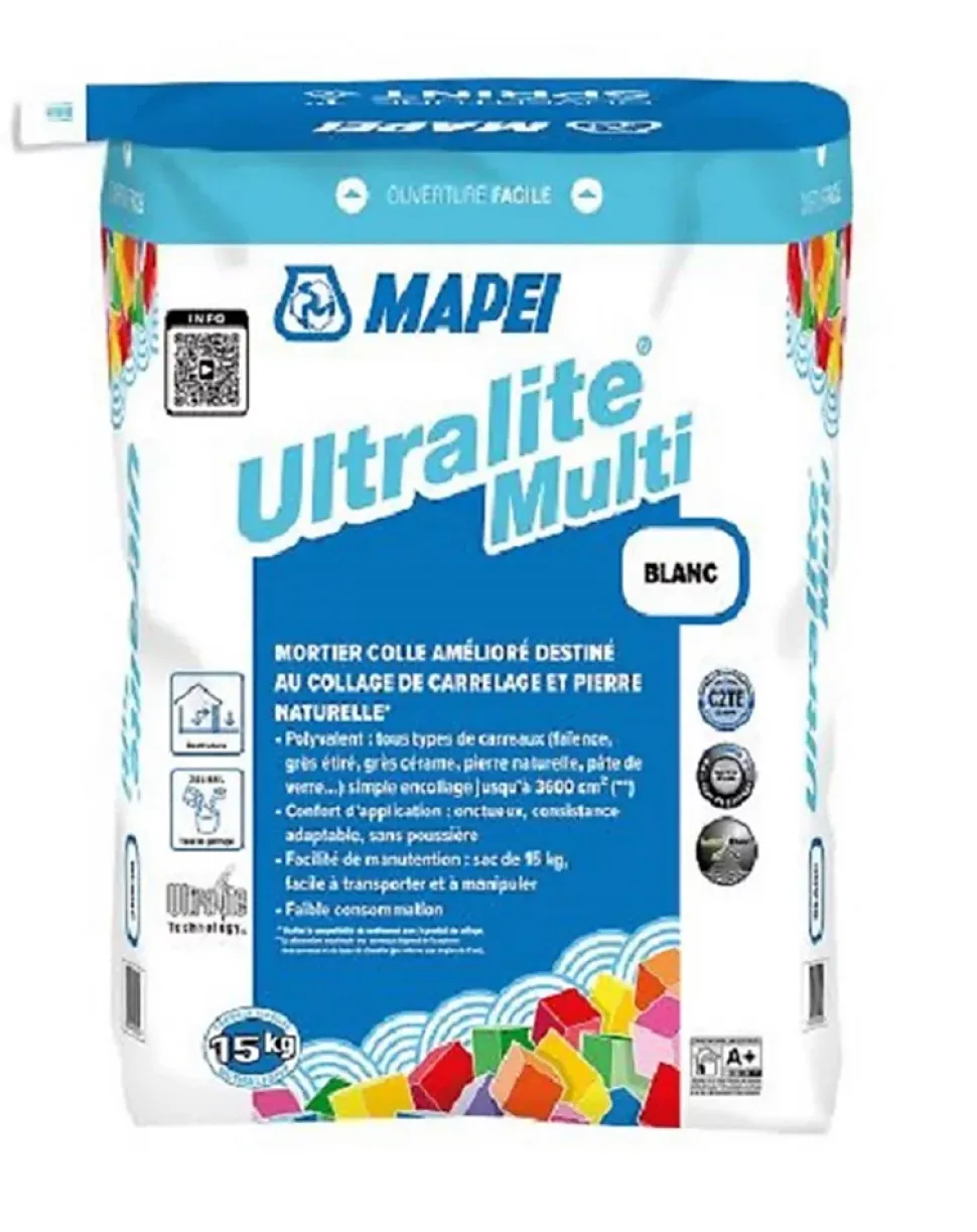 Mortier colle ULTRALITE MULTI - Blanc - sac de 15kg