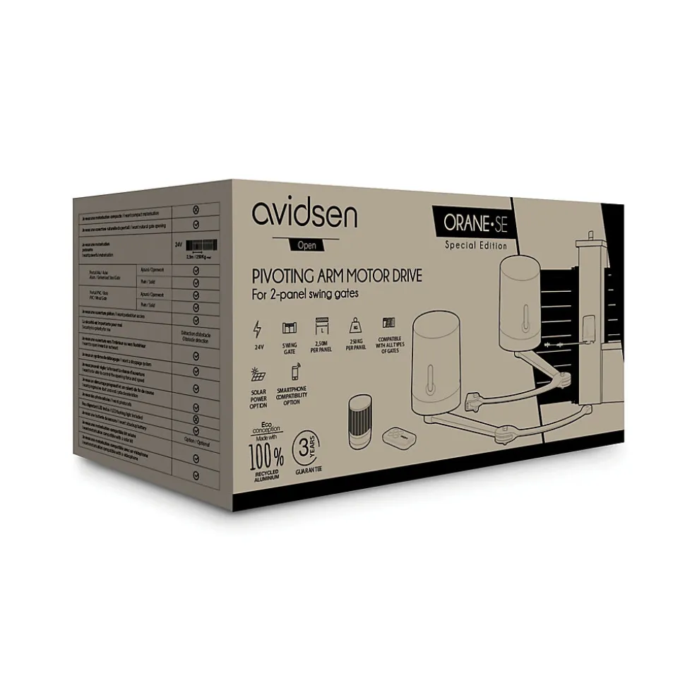 Motorisation Solaire pour portail battants Avidsen ORANE SE+ Digicode + 2 télécommandes supplémentaires (3 en tout)