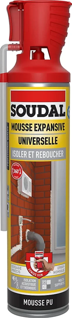 Mousse expansive Soudal Isoler et reboucher 360 500ml