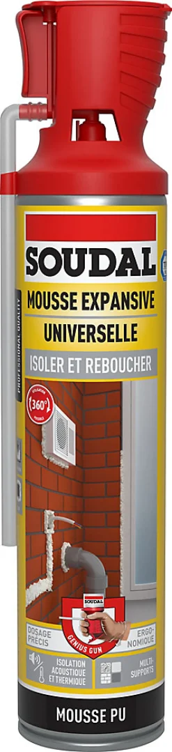 Mousse expansive Soudal Isoler et reboucher 360 500ml