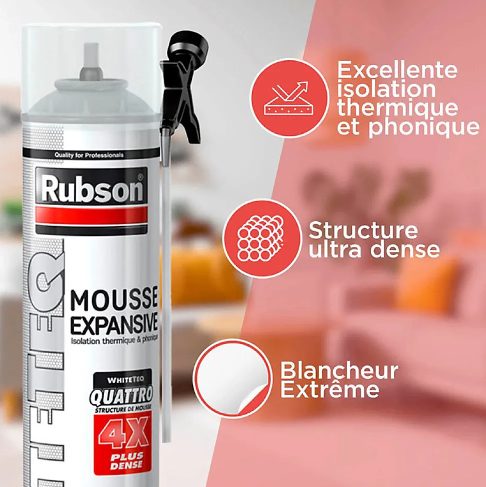 Mousse PU expansive 500ml RUBSON WhiteTEQ