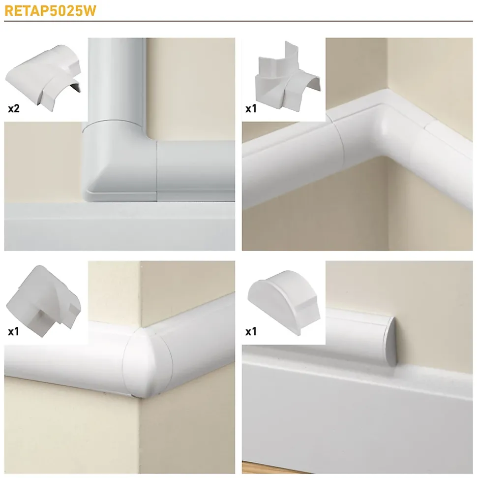Multi-pack d'accessoires pour goulotte D-Line blanche 50 x 25 mm