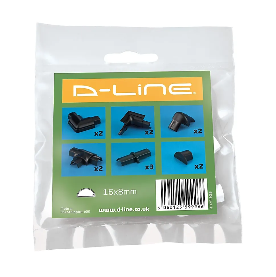 Multi-pack d'accessoires pour goulotte D-Line noire 30 x 15 mm