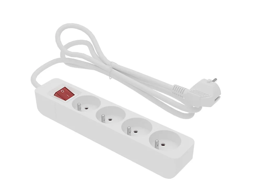 Multiprise avec interrupteur 4 prises blanc 1 m