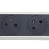 Multiprise avec interrupteur 5 prises rotative à fixer Legrand blanc et gris 3 m
