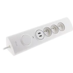 Multiprise d'angle parafoudre 3 prises + 2 USB