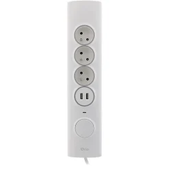 Multiprise d'angle parafoudre 3 prises + 2 USB