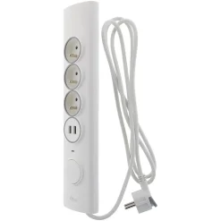 Multiprise d'angle parafoudre 3 prises + 2 USB