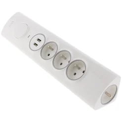 Multiprise d'angle 3 prises + 2 USB à câbler