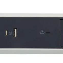 Multiprise parafoudre 3 prises + + 2 chargeurs USB-A et C Legrand blanc et gris 1.5 m