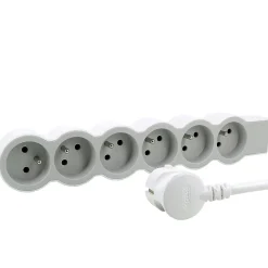Multiprise 6 prises Legrand blanc et gris 3 m