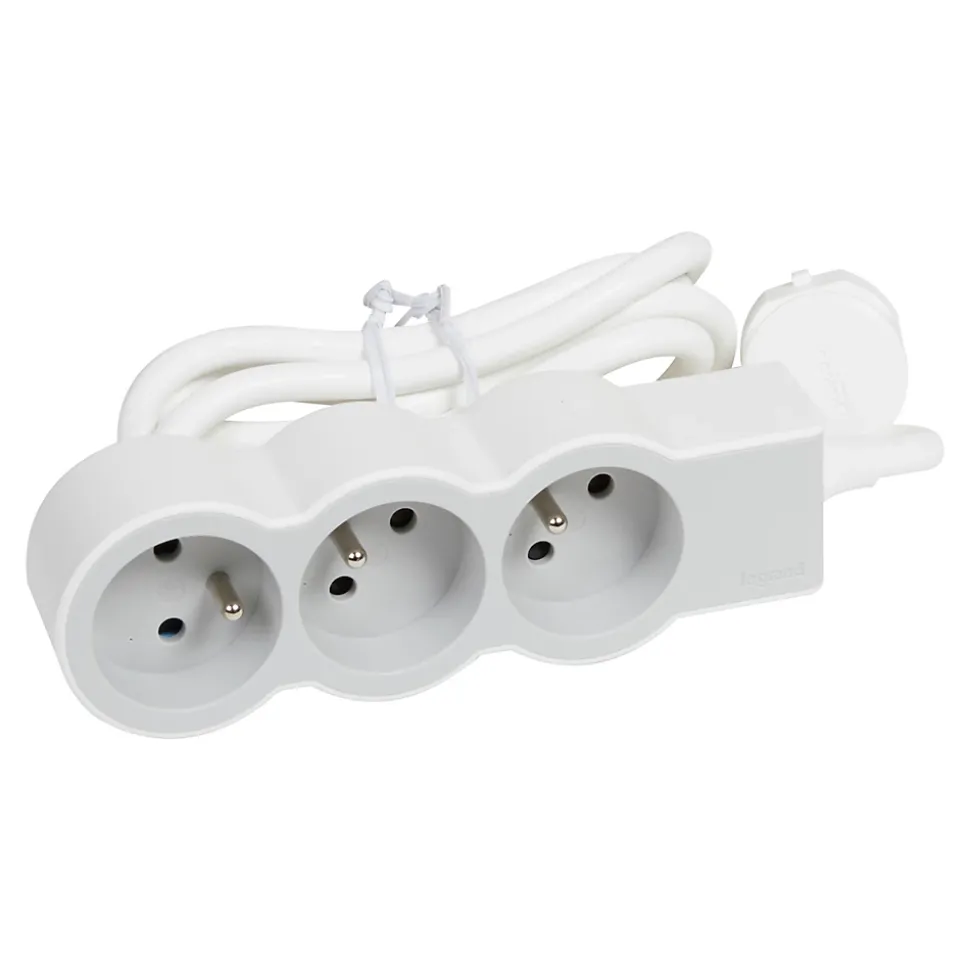 Multiprise 3 prises Legrand blanc et gris 3 m