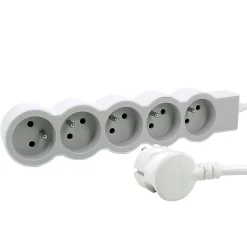 Multiprise 5 prises Legrand blanc et gris 3 m