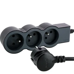 Multiprise 3 prises Legrand noir et gris 1.5 m