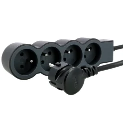 Multiprise 4 prises Legrand noir et gris 1.5 m