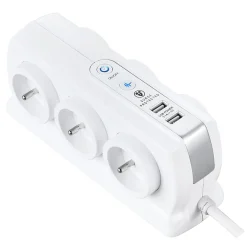 Multiprise 6 prises parafoudre USB 2m blanc