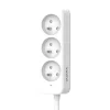 Multiprise 3 prises 2 pôles + terre Quarx blanc / gris 1.5 m