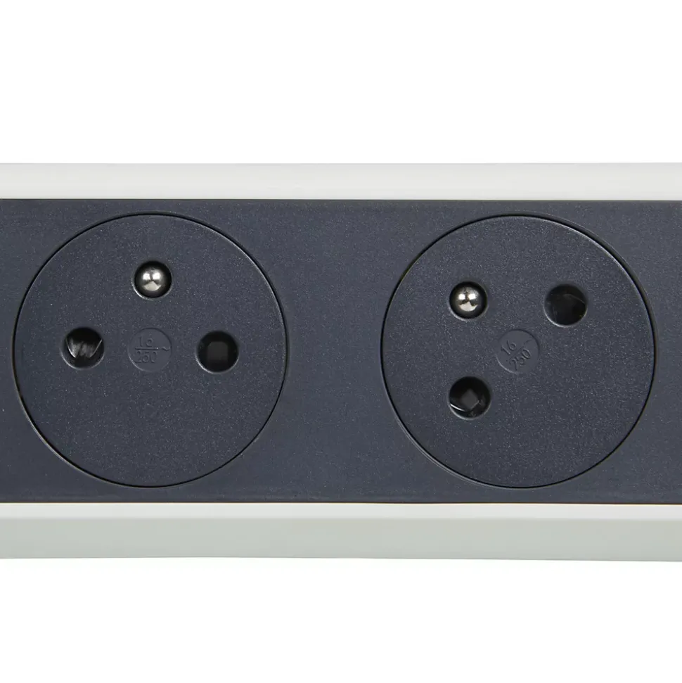 Multiprise 3 prises rotative à fixer Legrand blanc et gris