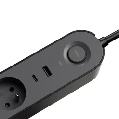 Multiprise 4 prises + 2 USB Jacobsen 1.5 m noire