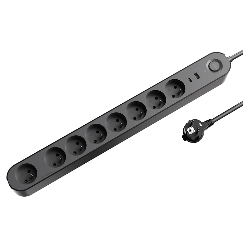 Multiprise 8 prises + 2 USB Jacobsen 1.5 m noir