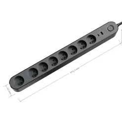 Multiprise 8 prises + 2 USB Jacobsen 1.5 m noir