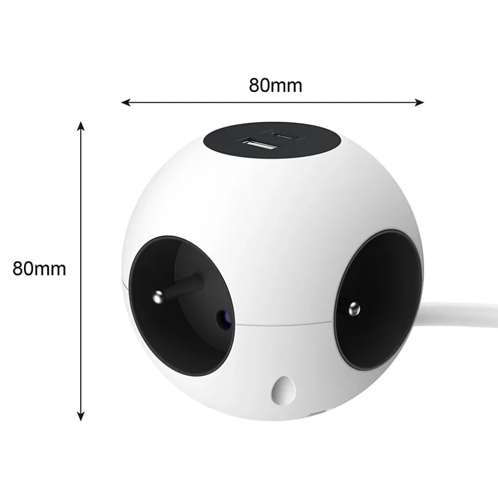 Multiprise 4 prises + 2 USB Jacobsen 1.5 m forme cube