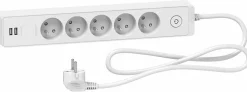 Multiprise 5 prises + 2 usb Schneider Electric Odace blanc 1.5 m