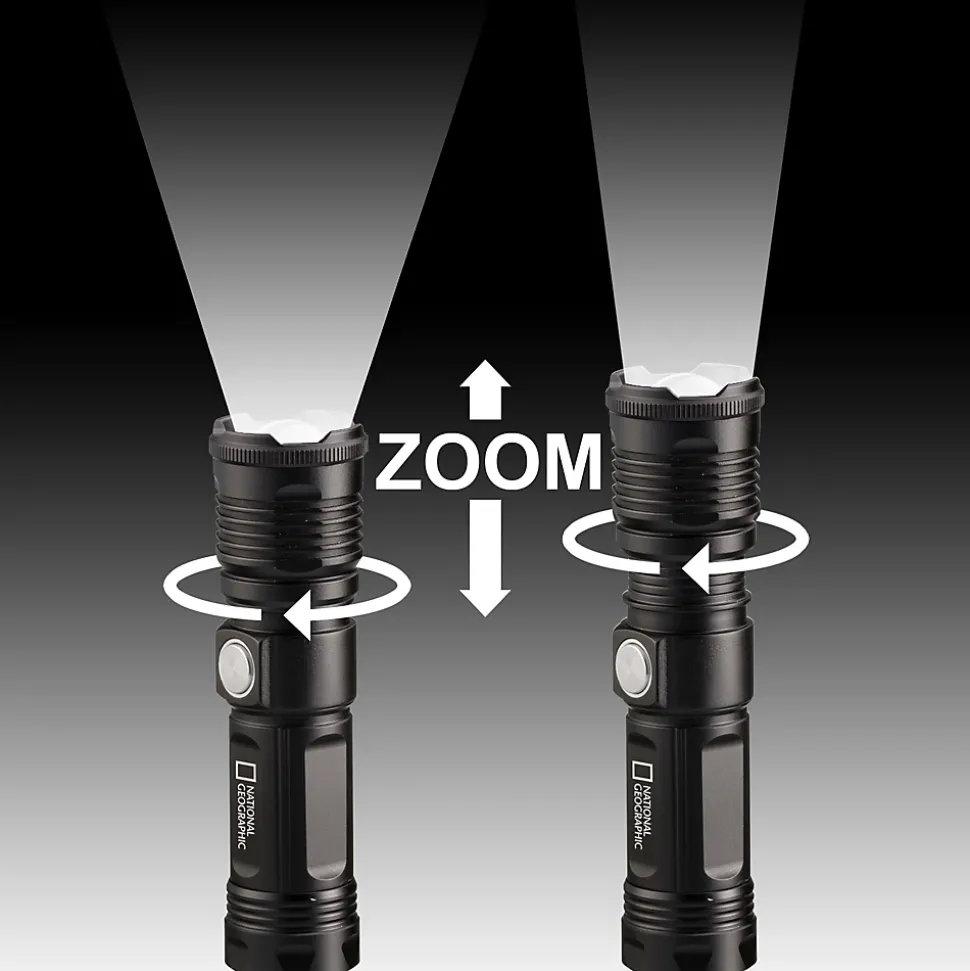 National Geographic Lampe torche LED 1000lm Zoom Focus batterie USB aimant extérieur camping