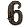 N° de maison - marquage 6 - en fonte - couleur marron - à visser - hauteur 12 cm - Chapuis DB62-6