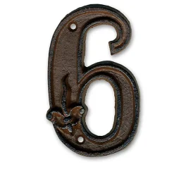 N° de maison - marquage 6 - en fonte - couleur marron - à visser - hauteur 12 cm - Chapuis DB62-6