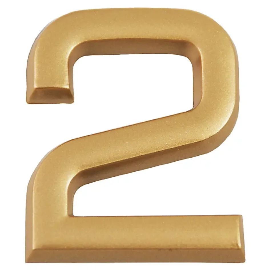 N° de maison - marquage 2 - en PVC - couleur or - autocollant - hauteur 3,7 cm - Chapuis LD3702