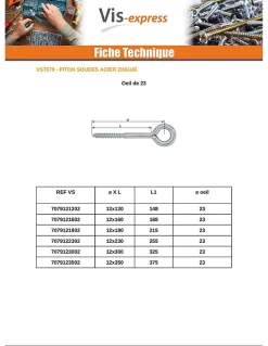 Oeillet Echafaudage 12X160 Oeil 50 Acier zingué - 1 pièce