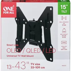 One For All WM2221 Support mural TV inclinable 13" - 43" noir, charge 50 kg