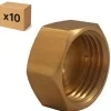 PACK de 10 bouchons femelle laiton a visser pour installation de plomberie chauffage sanitaire diamètre 3/8" (12x17)