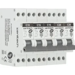 Pack de 5 disjoncteurs 1x10A + 2x16A + 2x20A - Zenitech