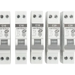 Pack de 5 disjoncteurs 1x10A + 2x16A + 2x20A - Zenitech
