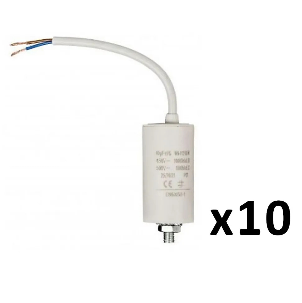 Pack FIXAPART 10X Condensateurs 10.0uf 450 V + cable Condo 10mf micro farad NEDIS