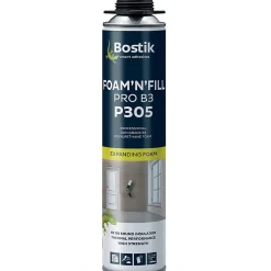 Pack 11 Mousses expansives PU pistolable P305 Foam'n'Fill 750ml BOSTIK + Nettoyant FoamCleaner 929 500ml + Pistolet manuel