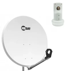 Pack Parabole satellite acier 80cm + LNB Single HD 4K idéal ASTRA EUTELSAT HDSAT