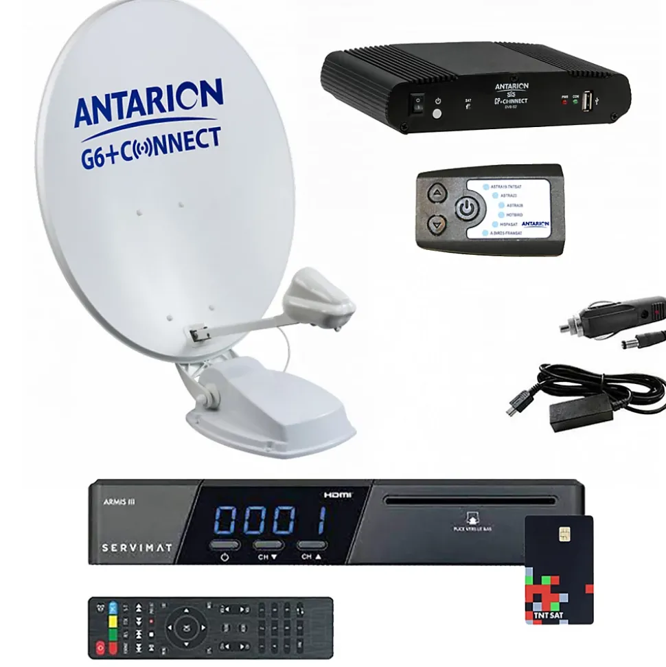 Pack Parabole Satellite Automatique 85cm + Récepteur TNTSAT HD + Positionneur ANTARION