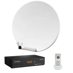 Pack Parabole Satellite Fibre Composite Blanche 60cm + LNB Single + Décodeur Satellite ASTRA HD + Carte HDSAT